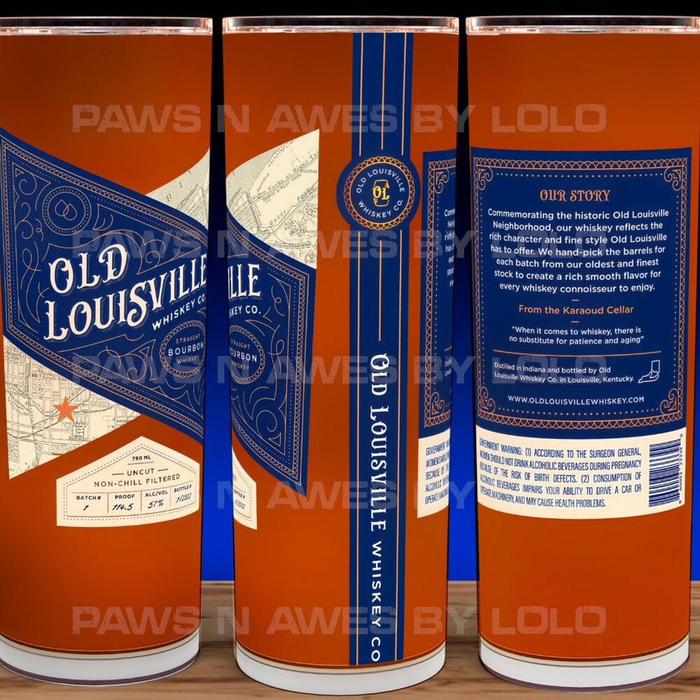 Old Louisville Kentucky Whiskey Cup Mug Tumbler 20oz